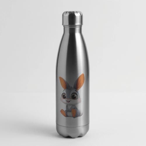 Multicolor Baby Rabbit Cartoon Sitting - 17 oz Insulated Stainless Steel Water Bottle
