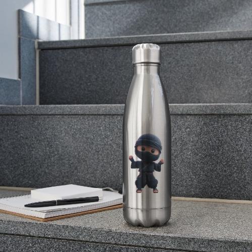 Cute Cartoon Ninja Toddler in Fight Pose - 17 oz Insulated Stainless Steel Water Bottle
