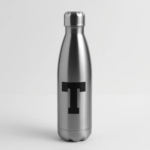 Varsity Letter T Athletic Font Design - 17 oz Insulated Stainless Steel Water Bottle