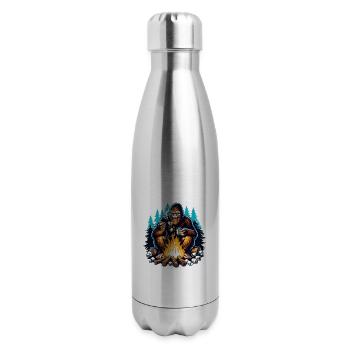 Bigfoot at the campfire - 17 oz Insulated Stainless Steel Water Bottle - silver - Right