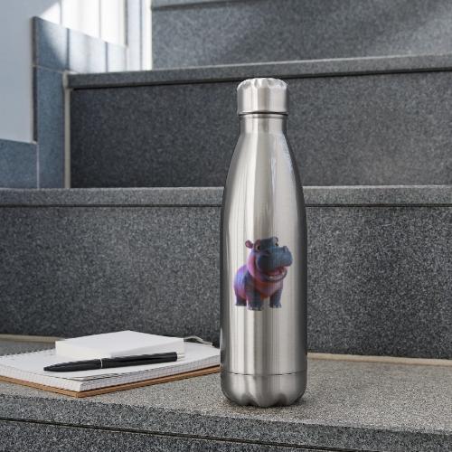 Smiling Cartoon Baby Hippo Standing - 17 oz Insulated Stainless Steel Water Bottle