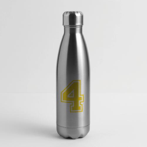 Number 4 in a classic athletic collegiate font - 17 oz Insulated Stainless Steel Water Bottle