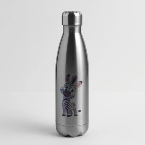 Playful 3D Baby Zebra Smiling Brightly - 17 oz Insulated Stainless Steel Water Bottle