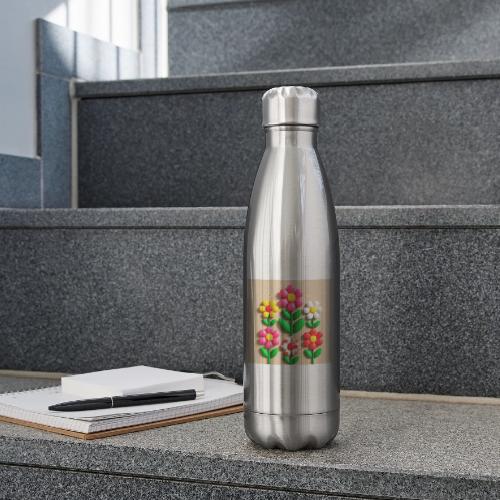 3D Flowers and Butterflies in Amber, Floral Design - 17 oz Insulated Stainless Steel Water Bottle