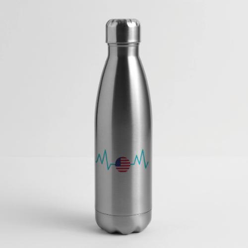 Heartbeat USA Flag – Patriotic American Pride Tee - 17 oz Insulated Stainless Steel Water Bottle