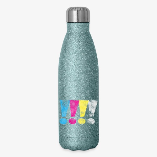 Distressed CMYK(W) Graphic Exclamation Points - 17 oz Insulated Stainless Steel Water Bottle