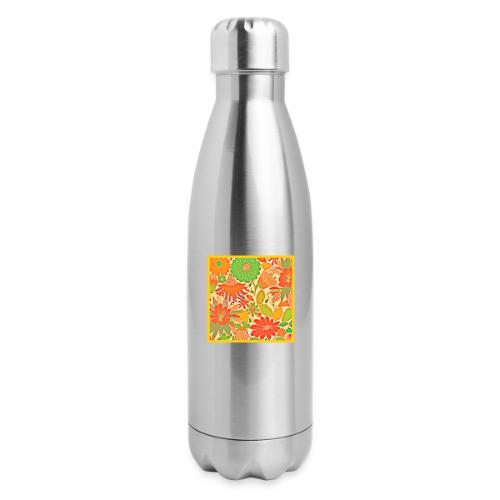 Vibrant Blossom Elegance Pattern - 17 oz Insulated Stainless Steel Water Bottle