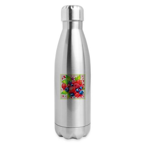 Summer Berry Splash Design - 17 oz Insulated Stainless Steel Water Bottle