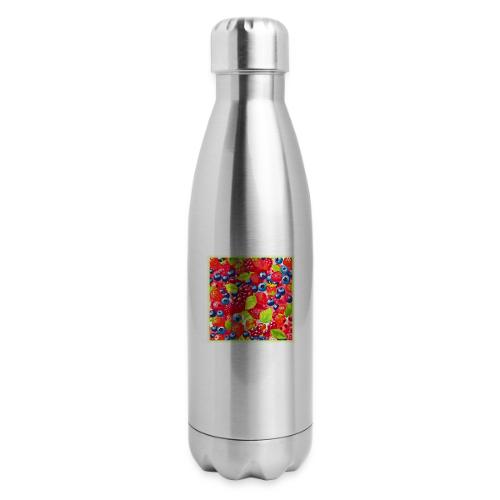 Colorful Berry Pattern - 17 oz Insulated Stainless Steel Water Bottle