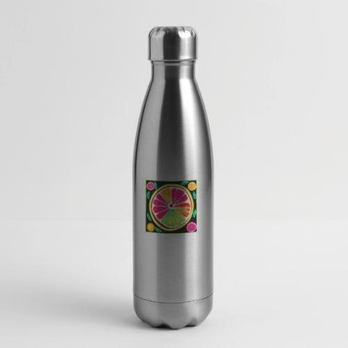 Neon Citrus Fruit Fiesta - 17 oz Insulated Stainless Steel Water Bottle