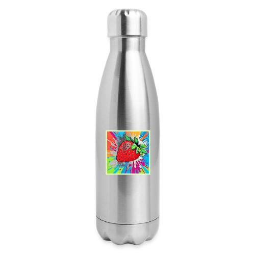 Vibrant Strawberry Artwork - 17 oz Insulated Stainless Steel Water Bottle