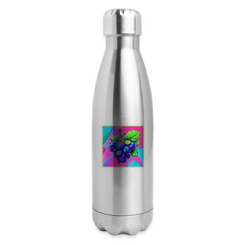 Vibrant Blueberry Artwork - 17 oz Insulated Stainless Steel Water Bottle