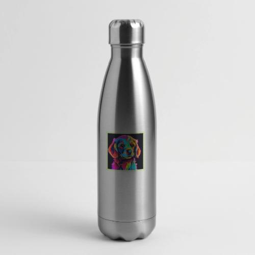 Rainbow Dog Portrait Art - 17 oz Insulated Stainless Steel Water Bottle