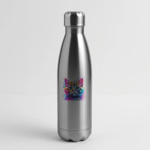 Vivid Kitty Vibes Design - 17 oz Insulated Stainless Steel Water Bottle