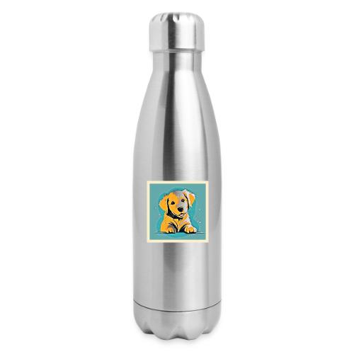 Cute Puppy Art Design - 17 oz Insulated Stainless Steel Water Bottle