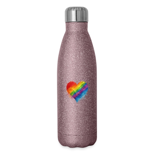 Watercolor Rainbow Pride Heart - LGBTQ LGBT Pride - Insulated Stainless Steel Water Bottle