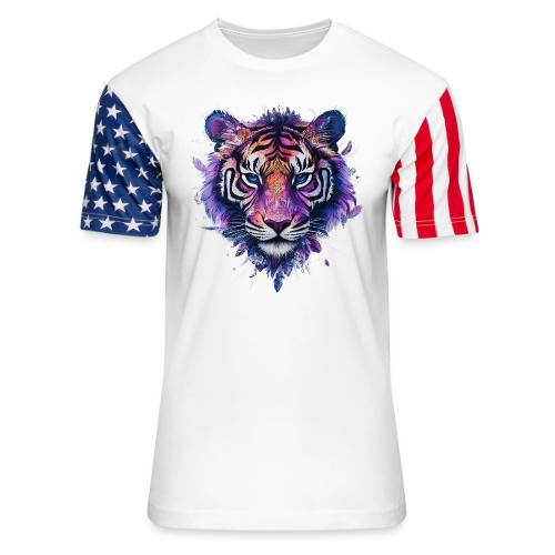 Mystic Violet Tiger - Unisex Stars & Stripes T-Shirt