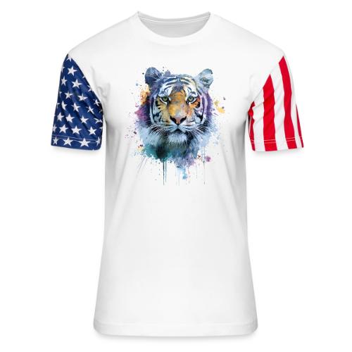 Splash-Art Tiger Face - Unisex Stars & Stripes T-Shirt