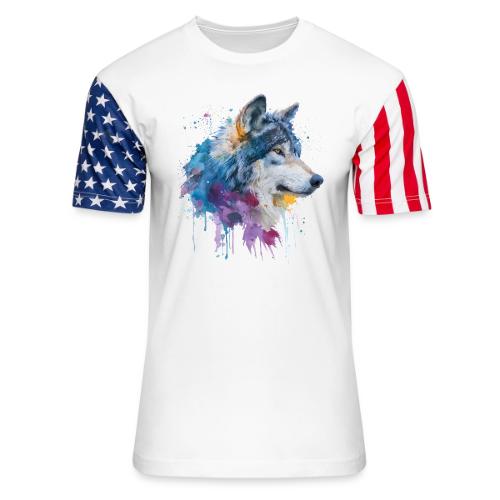 Splash-Art Wolf Head - Unisex Stars & Stripes T-Shirt