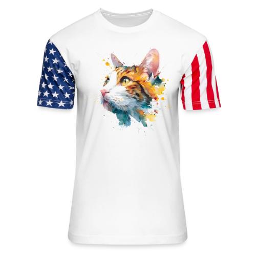 Cat: Feline Ink Burst - Unisex Stars & Stripes T-Shirt