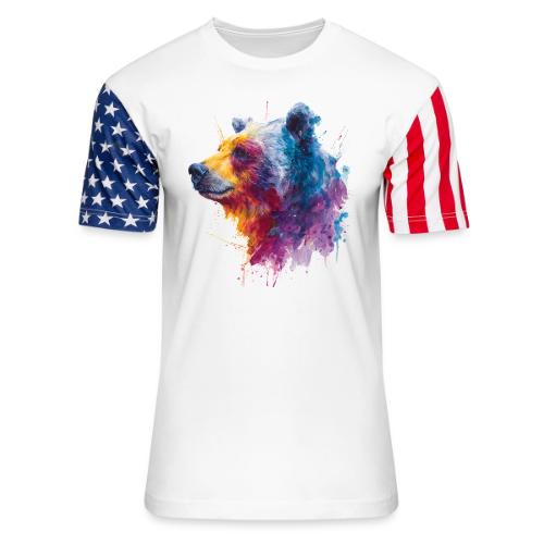Watercolor Bear Portrait - Unisex Stars & Stripes T-Shirt