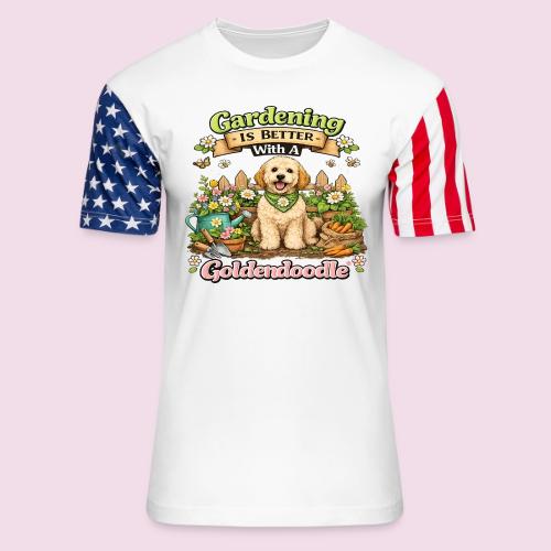 Gardening Is Better With A Goldendoodle - Unisex Stars & Stripes T-Shirt