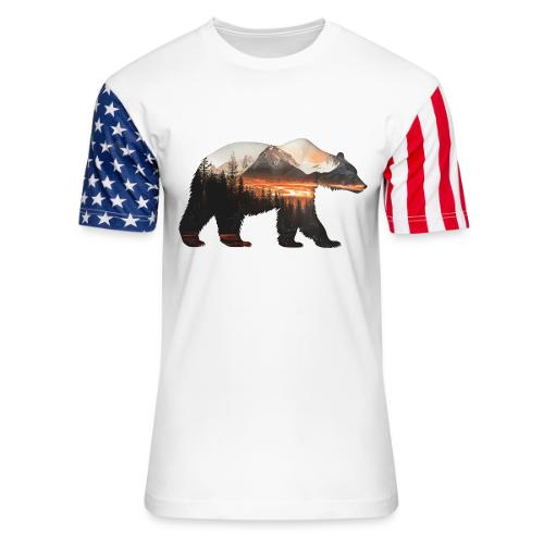 Canada Bear: fiery tones - Unisex Stars & Stripes T-Shirt