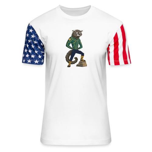Raccoon Ranger in Neon Armor - Unisex Stars & Stripes T-Shirt