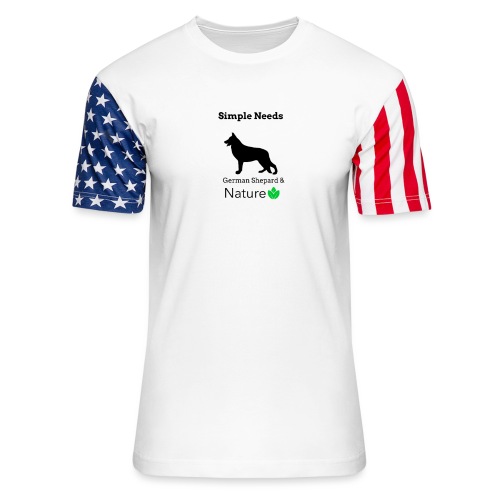 Simple Needs - German Shepard & Nature - Unisex Stars & Stripes T-Shirt