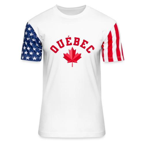 Quebec with maple leaf - Unisex Stars & Stripes T-Shirt