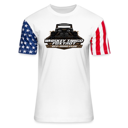 X3 Logo - Coyote Brown w/ Hashtag - Unisex Stars & Stripes T-Shirt