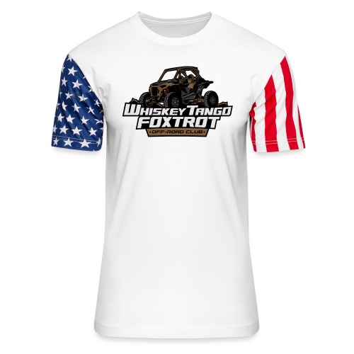 New RZR Logo - Coyote Brown w/ Hashtag - Unisex Stars & Stripes T-Shirt
