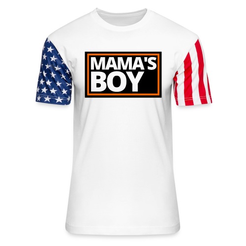 MAMA's Boy (Motorcycle Black, Orange & White Logo) - Unisex Stars & Stripes T-Shirt