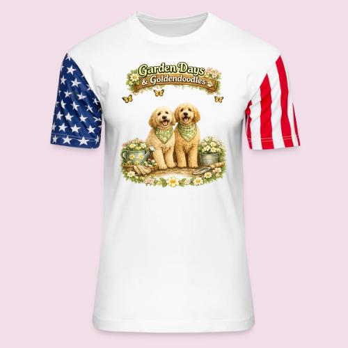 Garden Days & Goldendoodles Cozy Dog Lovers Design - Unisex Stars & Stripes T-Shirt