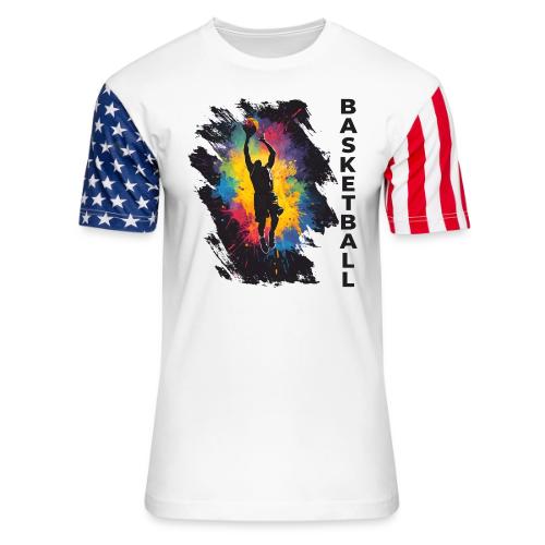 High Energy Basketball Paint Splatter Art - Unisex Stars & Stripes T-Shirt