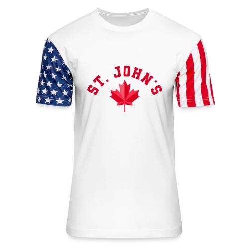 St. John's with maple leaf - Unisex Stars & Stripes T-Shirt
