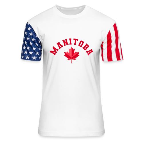 Manitoba with maple leaf - Unisex Stars & Stripes T-Shirt