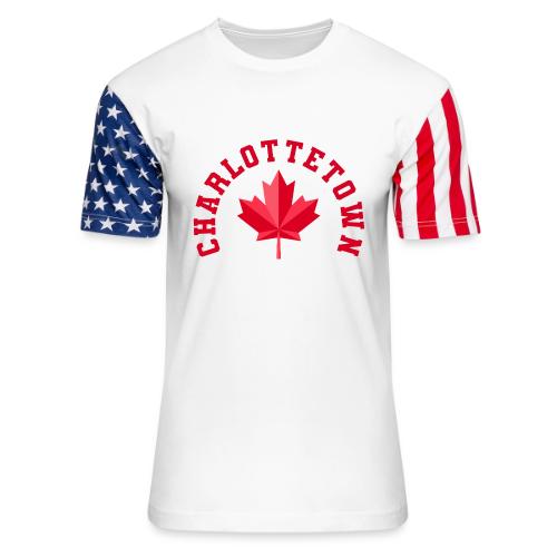 Charlottetown with maple leaf - Unisex Stars & Stripes T-Shirt