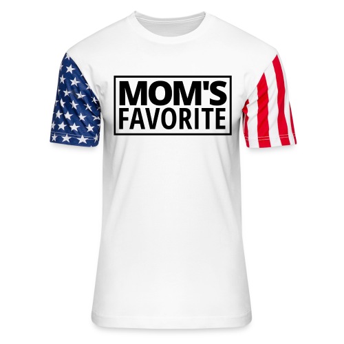 MOM'S FAVORITE (Black Stamp Logo) - Unisex Stars & Stripes T-Shirt