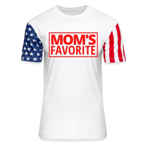 MOM'S FAVORITE (Red Square Logo) - Unisex Stars & Stripes T-Shirt
