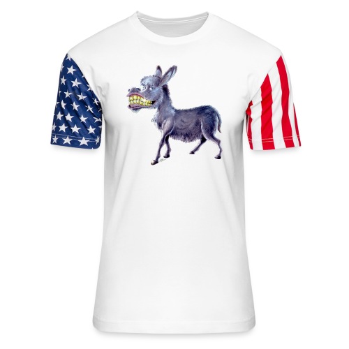 Funny Keep Smiling Donkey - Unisex Stars & Stripes T-Shirt