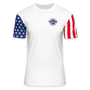 Riders Club Moto Emblem 1975 - Unisex Stars & Stripes T-Shirt - white - Front - Damien (186cm)