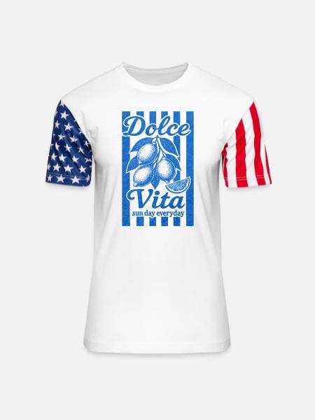 Italian Lemon, Summer Vibes Shirt, Vacation Tee - Unisex Stars & Stripes T-Shirt - white