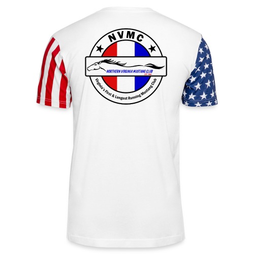 Circle logo t-shirt on white with black border - Unisex Stars & Stripes T-Shirt