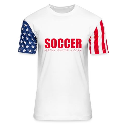Soccer Grass Cleats Goals Typography Design - Unisex Stars & Stripes T-Shirt
