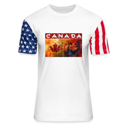 Painted Canada Leaves - Unisex Stars & Stripes T-Shirt