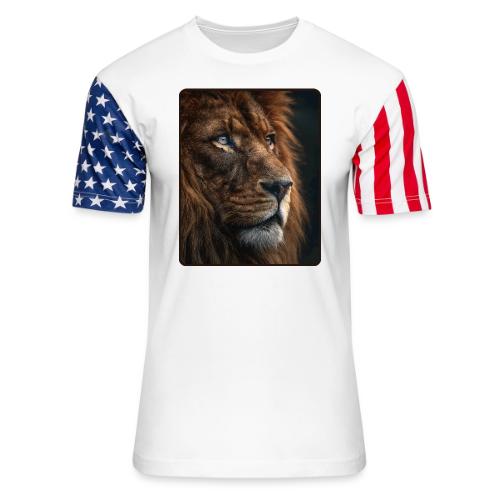 Lion Portrait Majestic Wildlife Design - Unisex Stars & Stripes T-Shirt