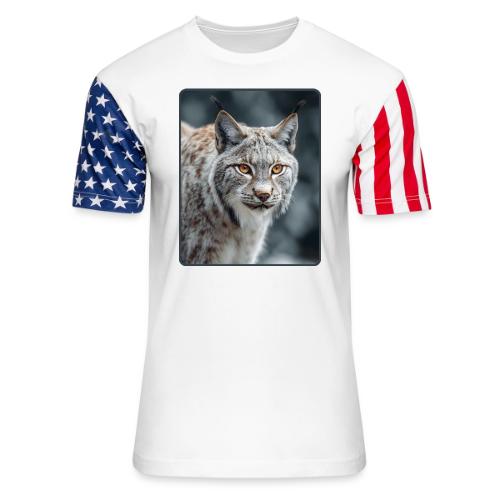 Lynx Portrait Piercing Eyes Design - Unisex Stars & Stripes T-Shirt