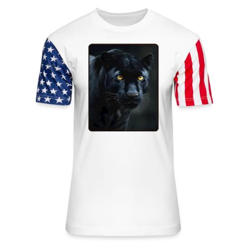 Black Panther Glowing Eyes Design - Unisex Stars & Stripes T-Shirt