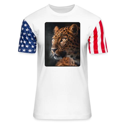 Amur Leopard Face Wildlife Design - Unisex Stars & Stripes T-Shirt